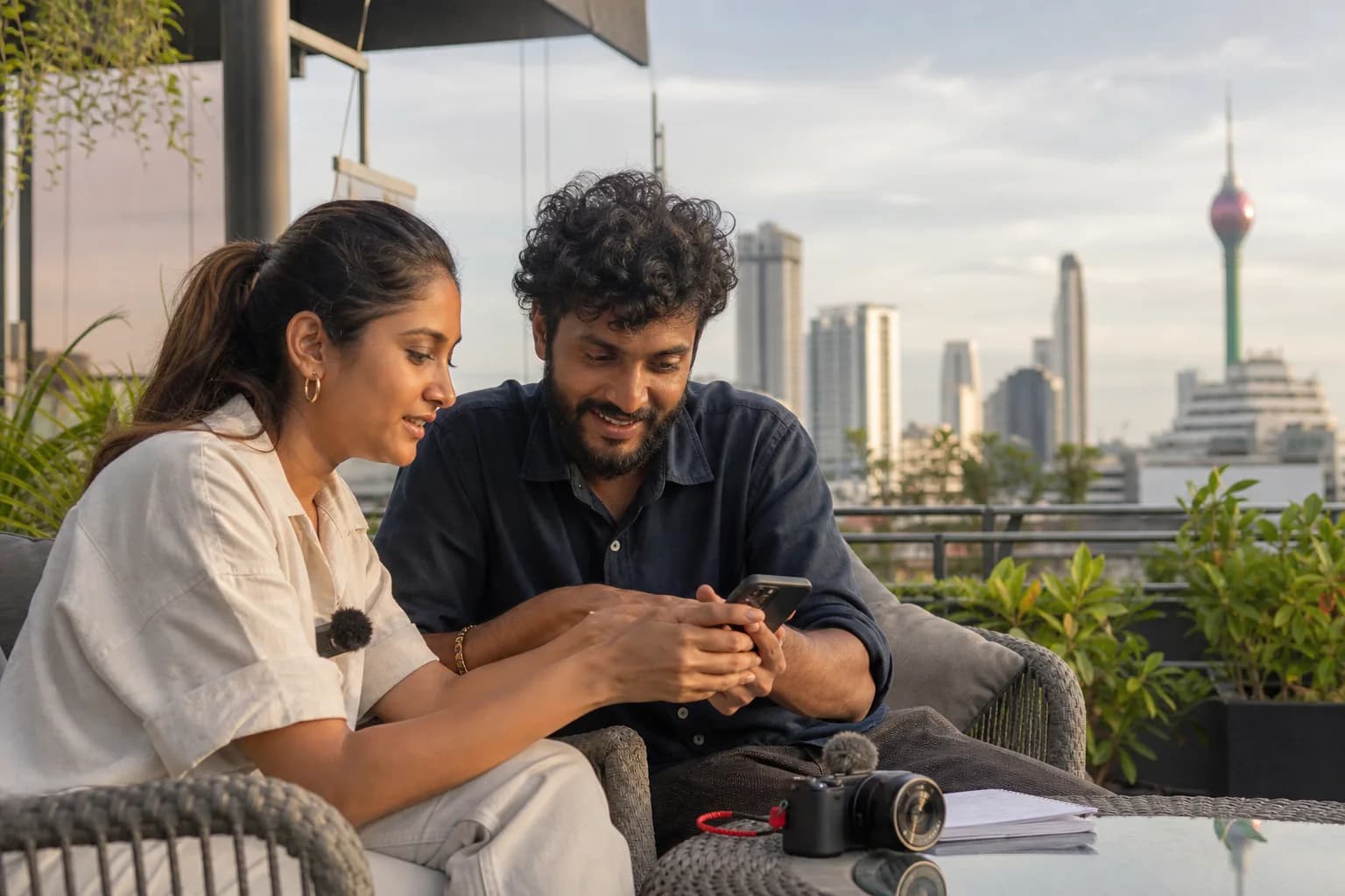 Sri Lankan creator filming a platform-native short-form campaign
