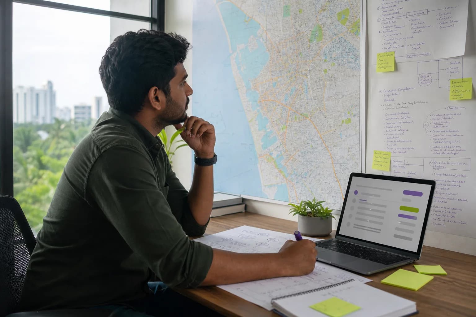 Sri Lankan creative team reviewing campaign research in a studio